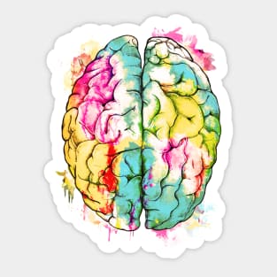 Brain Floral, Mental Health colorfull watercolor Sticker